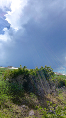 My tiny fortress in the midst of the hail storms. Not that it would have stopped lighting.