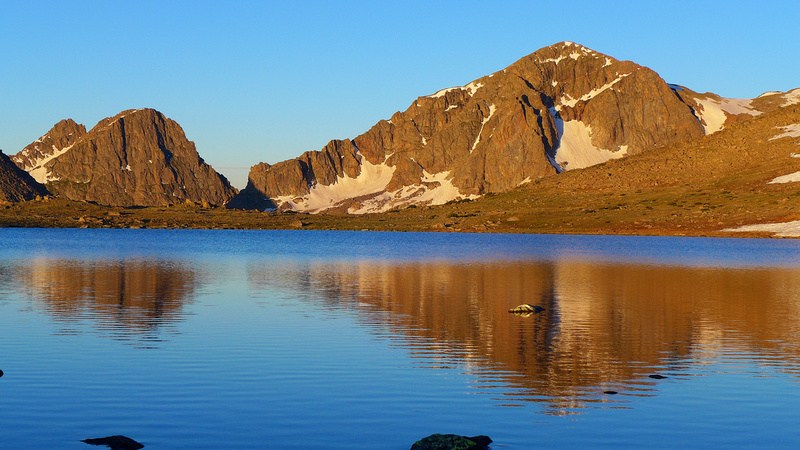 Mount Powell (right) at sunrise.