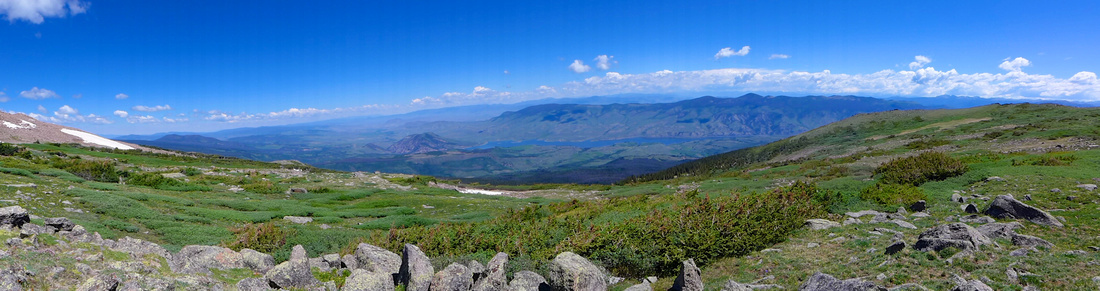 The way down panorama. Green Mountain Res. in the distance.