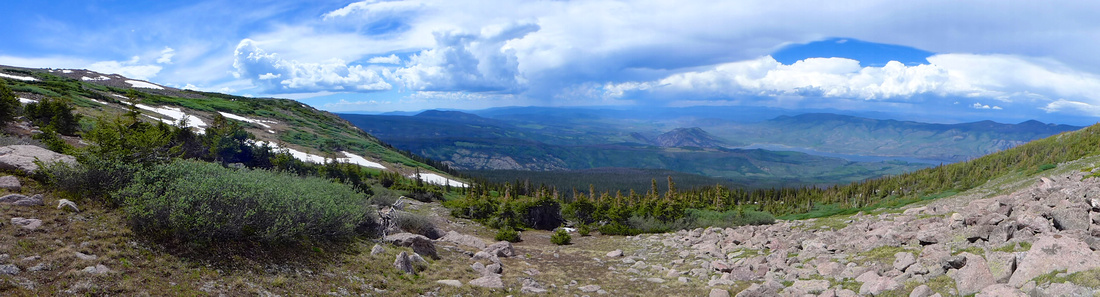 Finally above treeline panorama. Green Mountain Res. in the distance.