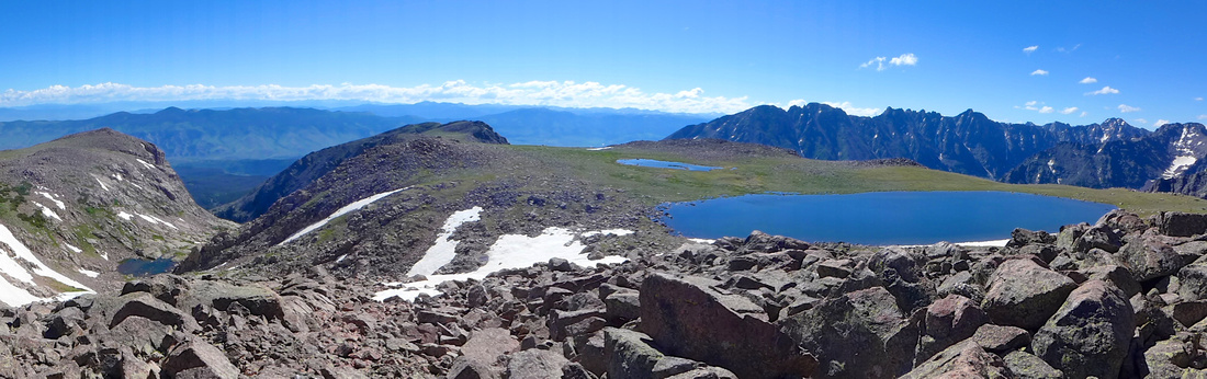 Panorama of chasm and Dora Lake.